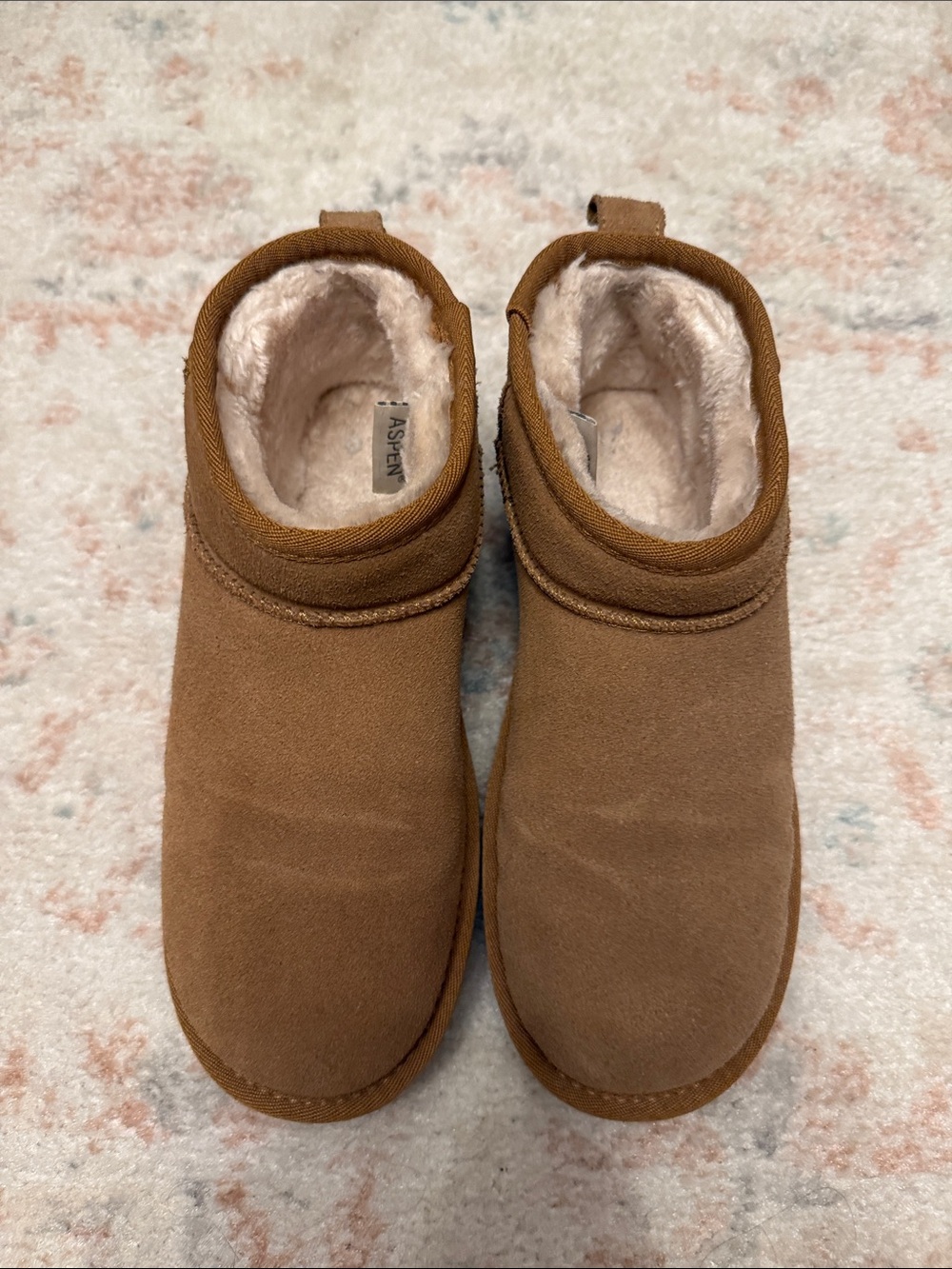 Brown Fleece-Lined Slip-On Boots